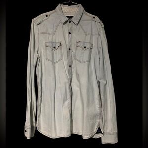 Buffalo David Bitton Light Gray Casual Button Down Shirt